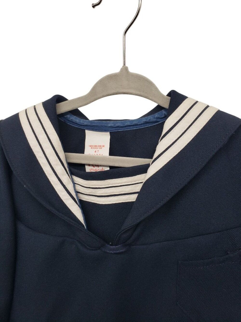Vintage R Gee Navy Blue Sailor Shirt Top Embroidered Patch Boys Kids 4T Costume - Picture 6 of 13